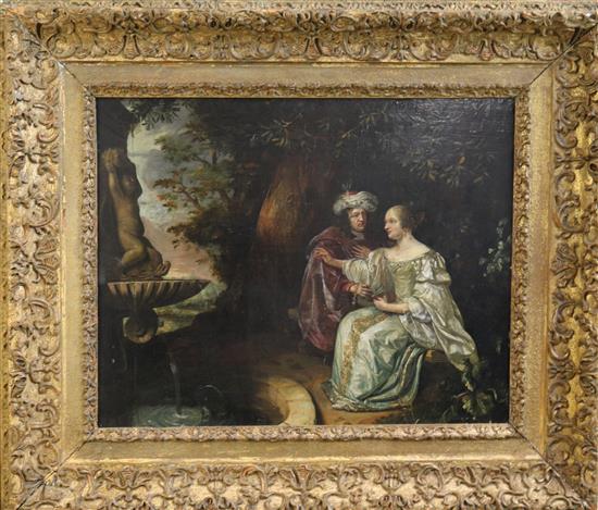 Attributed to Matthijs Naiveu (1647-1721) Vertumnus and Pomona 15.5 x 20in.